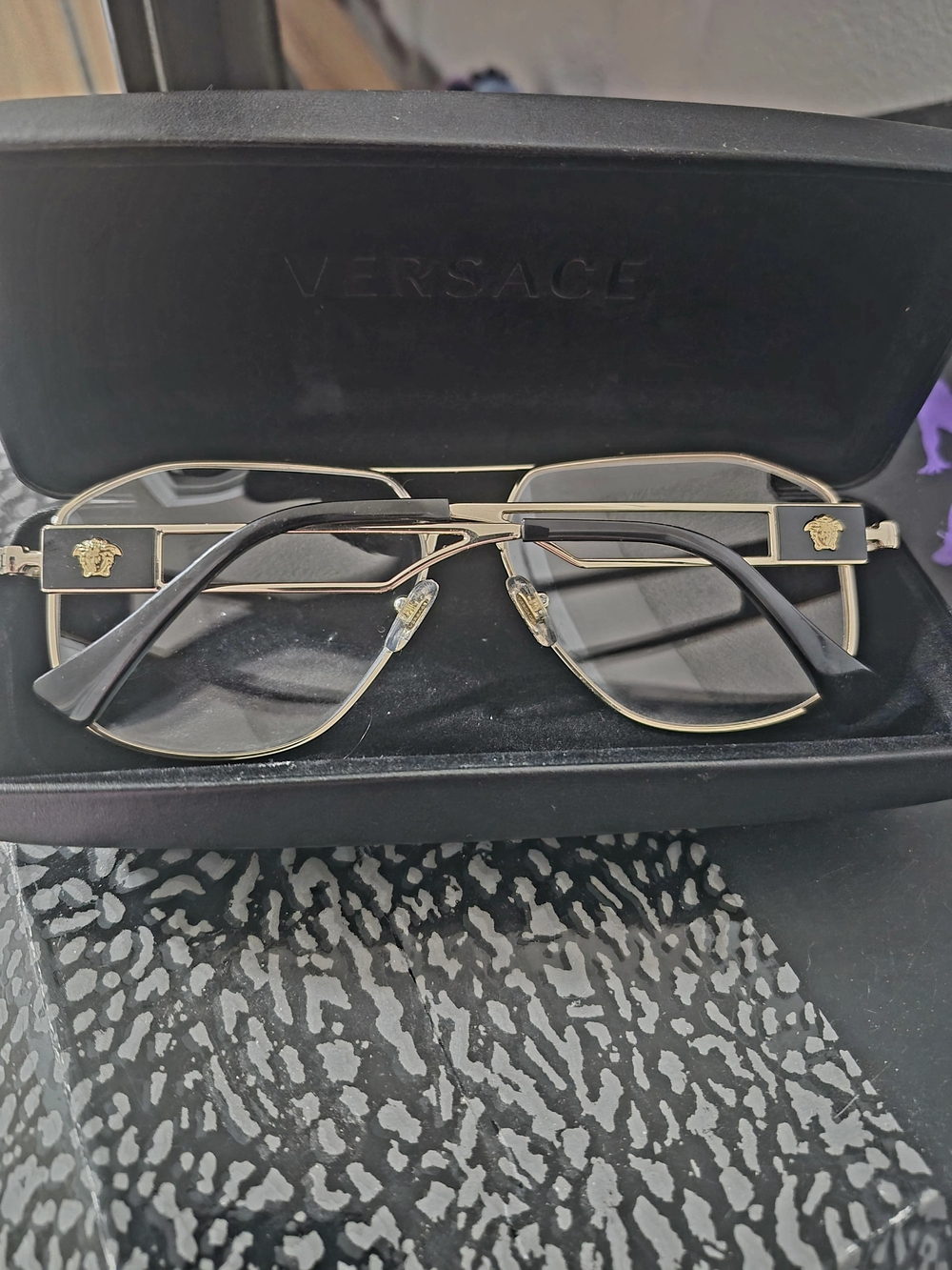 Versace Gold Frame Sunglasses with Black Accents